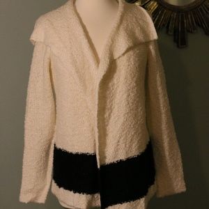 Ralph Lauren cream and black open front sweater.